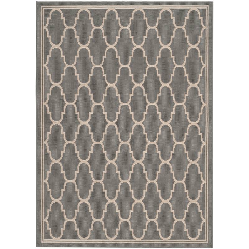 SAFAVIEH Courtyard Sufia Waterproof Trellis Backyard Patio Rug - 4' x 5'7" - Anthracite/Beige