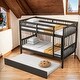 preview thumbnail 2 of 7, Solid Wood Twin Over Twin Bunk Beds with Trundle,Safety Rail and Ladder,Kids Bed Design