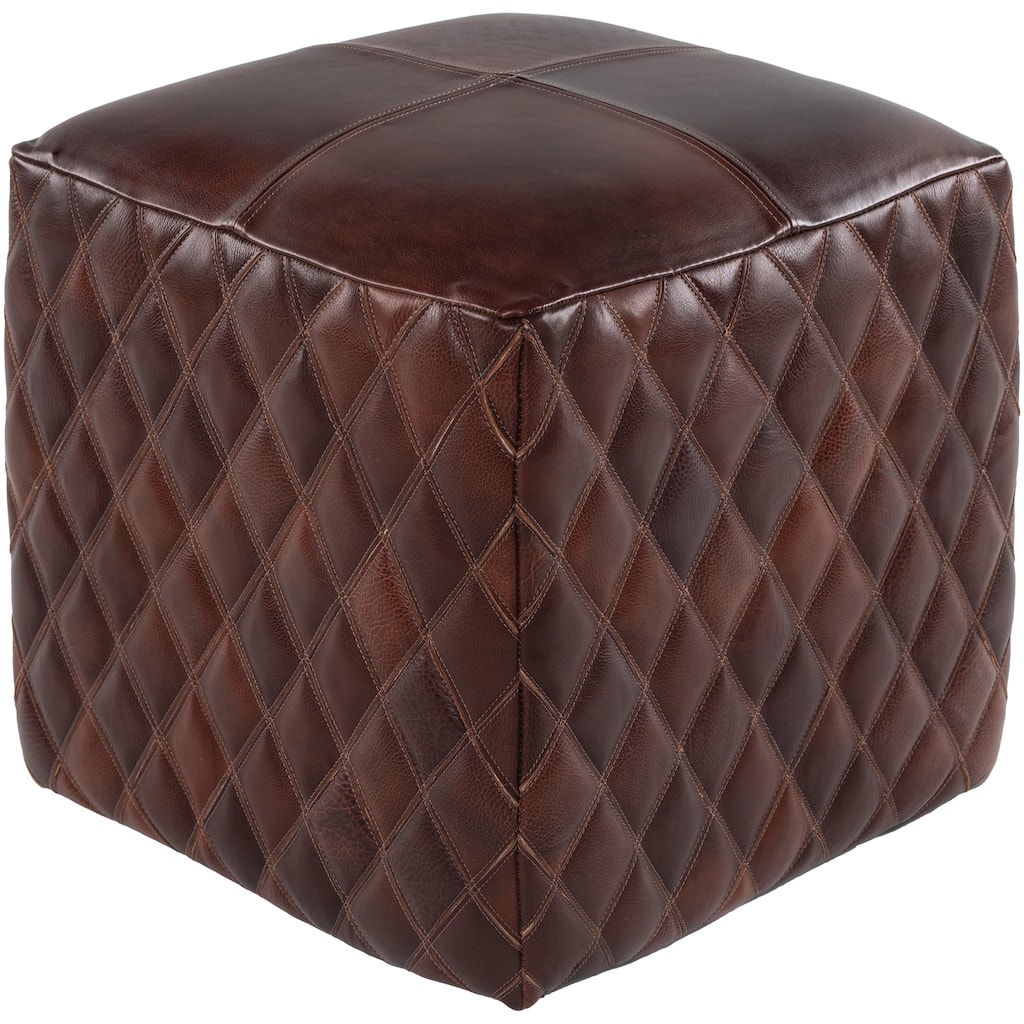 Kayne Quilted Genuine Leather Cube Ottoman
