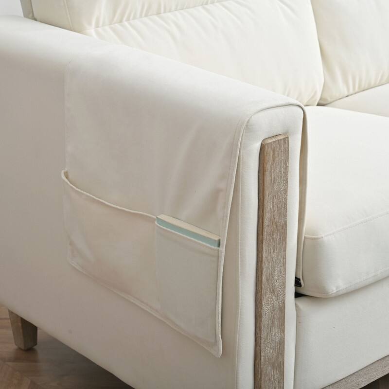 79.5"Solid Wood Three-Seater Sofa for Living Room
