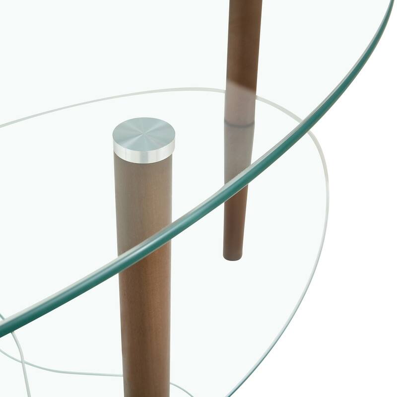 Modern 3-Tier Oval Glass Coffee Table