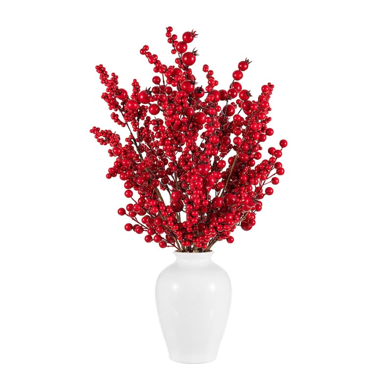 Glitzhome Christmas Red Sleigh Frosted Boot Floral Metal Potted Tree Table Decor