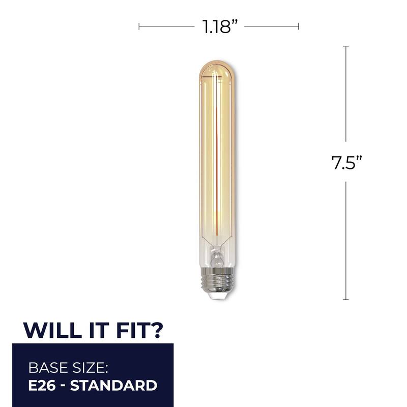 Bulbrite LED Filament Pack of (4) 5 Watt Dimmable 7.5 Inch T9 Light Bulb with Antique Glass Finish and Medium (E26) Base