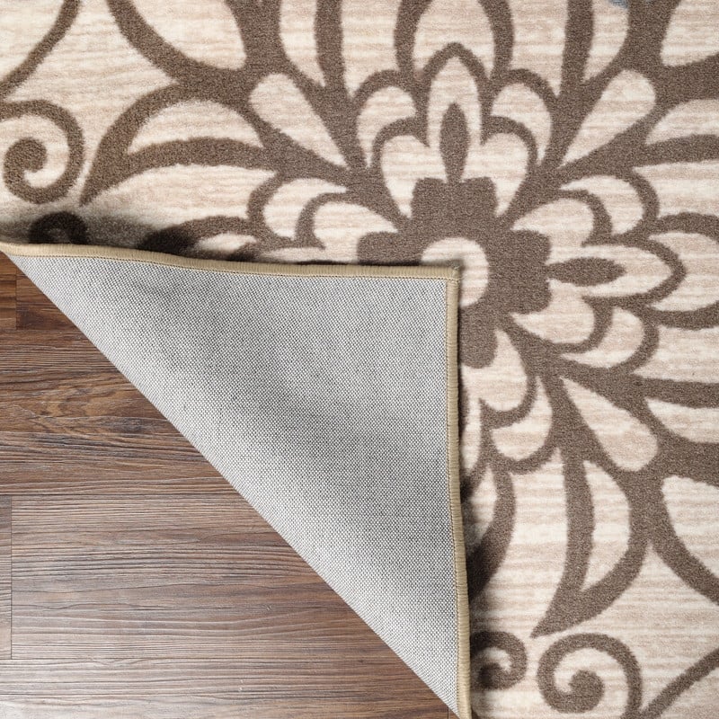 Superior Non-Slip Modern Floral Medallion Indoor Area Rug