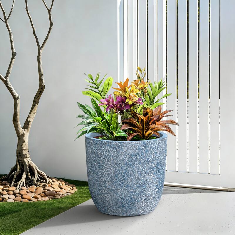 Upgraded Interior Concrete Round Planter with Drainage Holes