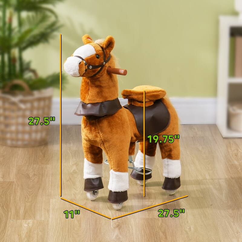 Realistic Ride-On Horse for Kids with Neighing Sounds, Footrests, and Soft Seat - Perfect for Toddlers