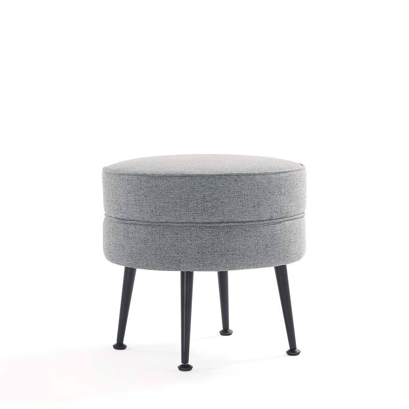 Upholstered Accent Ottoman with Metal Legs Mid Century Modern Design - Grey