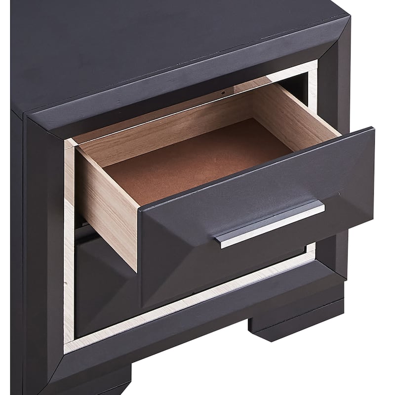 Modern Bedroom Cabinet with Two Drawers Storage Nightstand Bedside Table for Bedroom