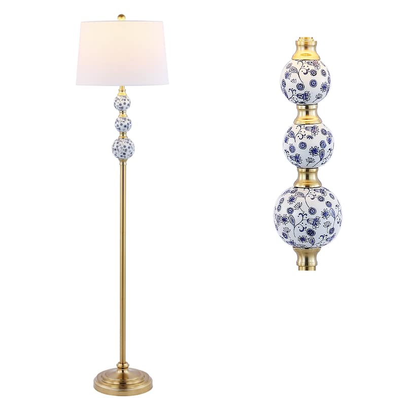 Aveiro 62.5" Classic Iron LED Floor Lamp, Transitional Gold with Blue and White by JONATHAN Y