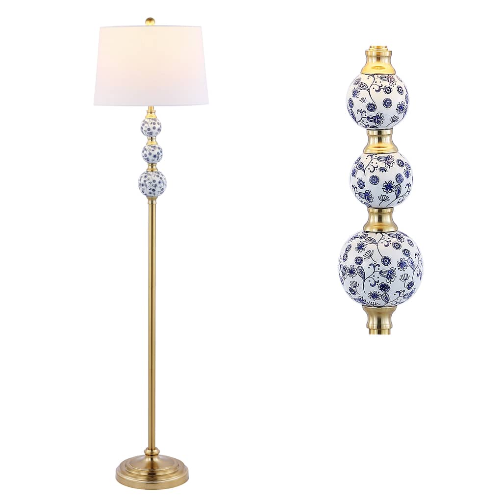Aveiro 62.5" Classic Iron LED Floor Lamp, Transitional Gold with Blue and White by JONATHAN Y