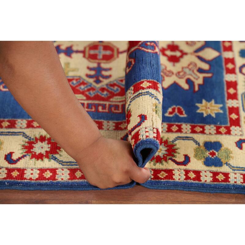 Blue Kazak Oriental Foyer Rug Hand-Knotted Wool Carpet - 2'8" x 4'0"