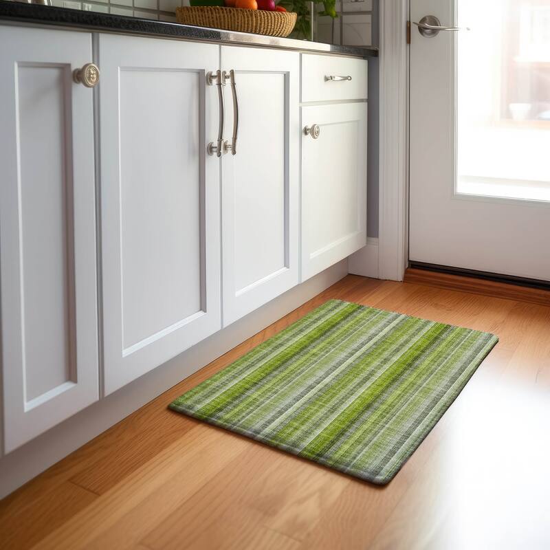 Premium Washable Super Soft Modern Stripes Mayfield Rug - Green - 1' 8" x 2' 6" - Rectangle