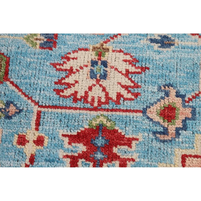 Blue Geometric Heriz Serapi Area Rug Hand-Knotted Wool Carpet - 8'10"x 11'10"