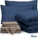 preview thumbnail 24 of 79, Bare Home Bed-in-a-Bag Down Alternative Comforter & Sheet Set Dark Blue/Taupe - Full