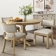 preview thumbnail 3 of 20, Fescue Farmhouse Fabric and Rubberwood Upholstered Dining Chairs (Set of 2) by Christopher Knight Home Natural+Beige