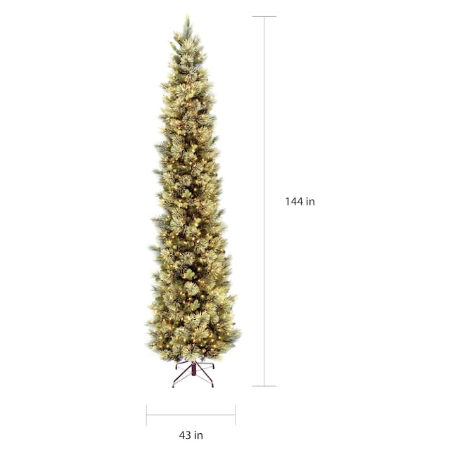 12 ft. Carolina Pine Slim Tree with Clear Lights