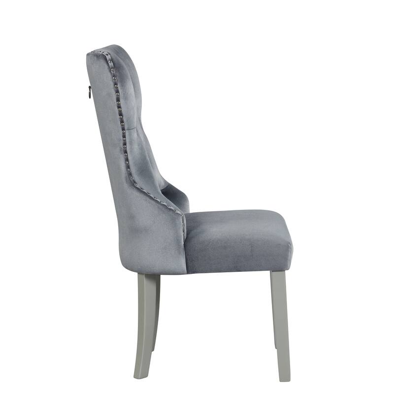 Geneva Silver Champagne Velvet Upholstered Arm Chair (Set of 2) Bed