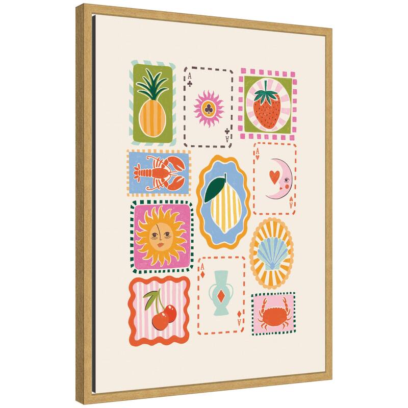 Kate and Laurel Storytelling Shores by Aislinn Simmonds Duchess Plum Framed Canvas Wall Art Print - 18 x 24 - Gold