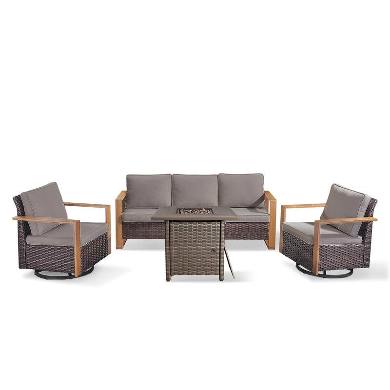 Pocassy Outdoor Sofa Patio Swivel Chair Funiture Set
