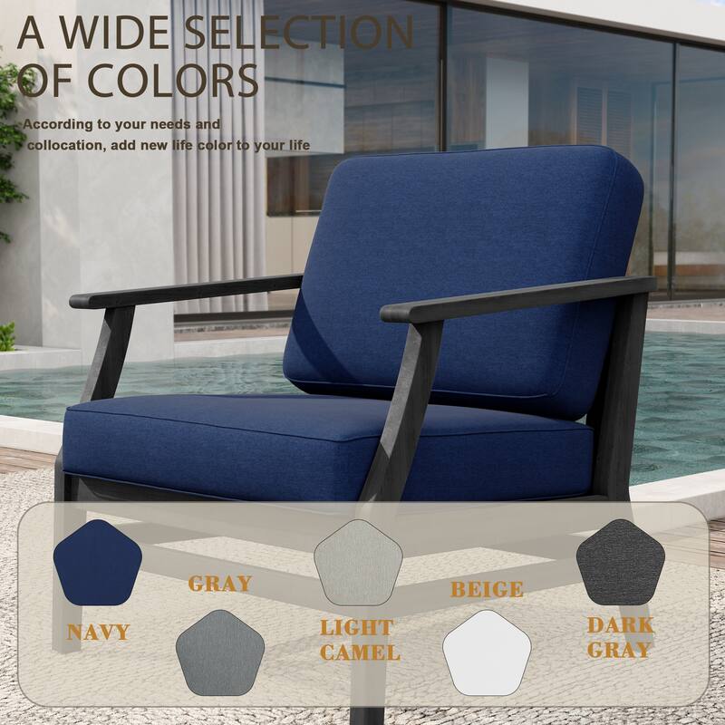 2 Set Patio Teak Wood Outdoor Chair with Cushions