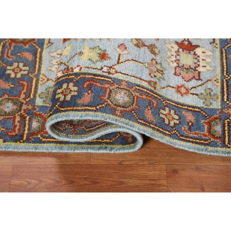 Light Blue Oushak Oriental Accent Rug Hand-Knotted Wool Carpet - 3'0" X 4'11"