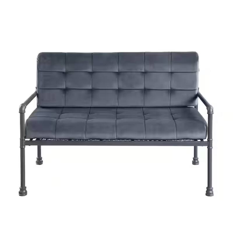 HomeRoots 51" Gray Velvet Loveseat