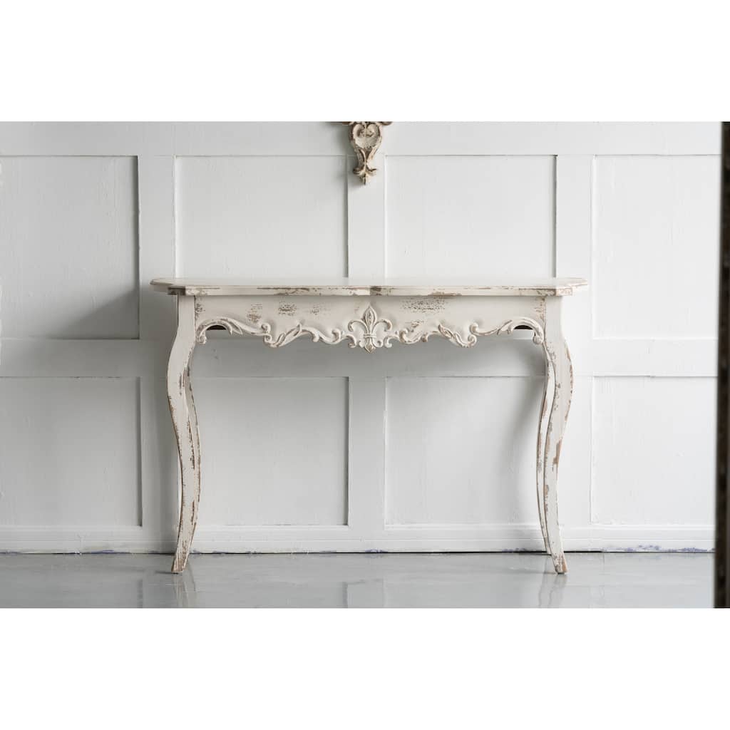 46" X 16.5" X 30" Slimline Whitewash Console Table, For Hallway Living Room Bedroom