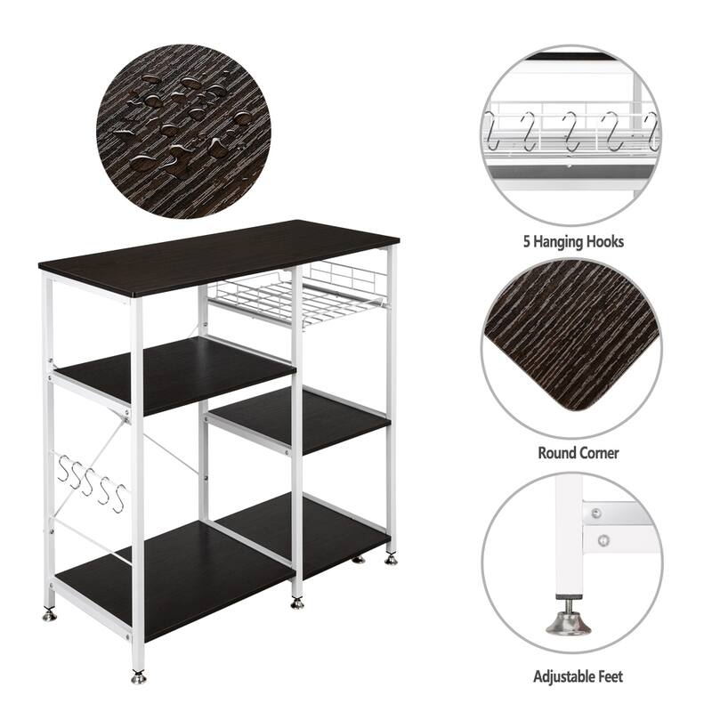 35.5" Kitchen Baker's Rack 3-Tier Microwave Stand Dark Brown