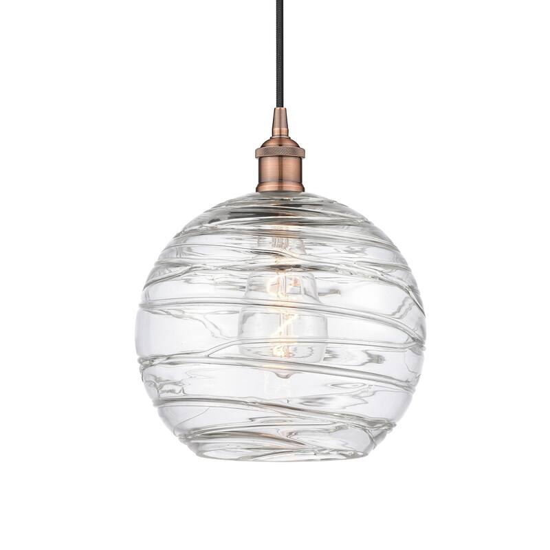 Innovations Lighting 616-1P-13-10 Athens Pendant Athens 10" Wide - Antique Copper / Clear Deco Swirl