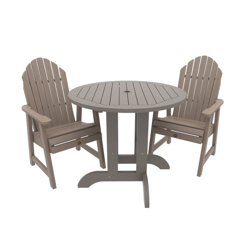 Highwood Commercial 3-Piece Muskoka Adirondack 36" Bistro Dining Set - Woodland Brown