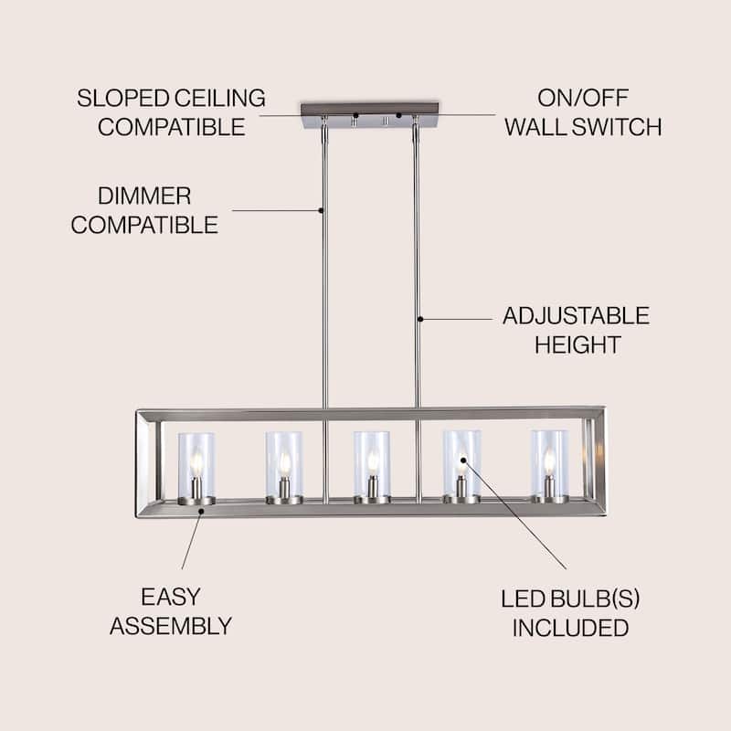 Anna Linear Metal/Glass LED Pendant, Oil Rubbed Bronze by JONATHAN Y