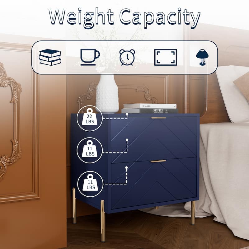 Clihome Modern 2-Drawer Storage Nightstand