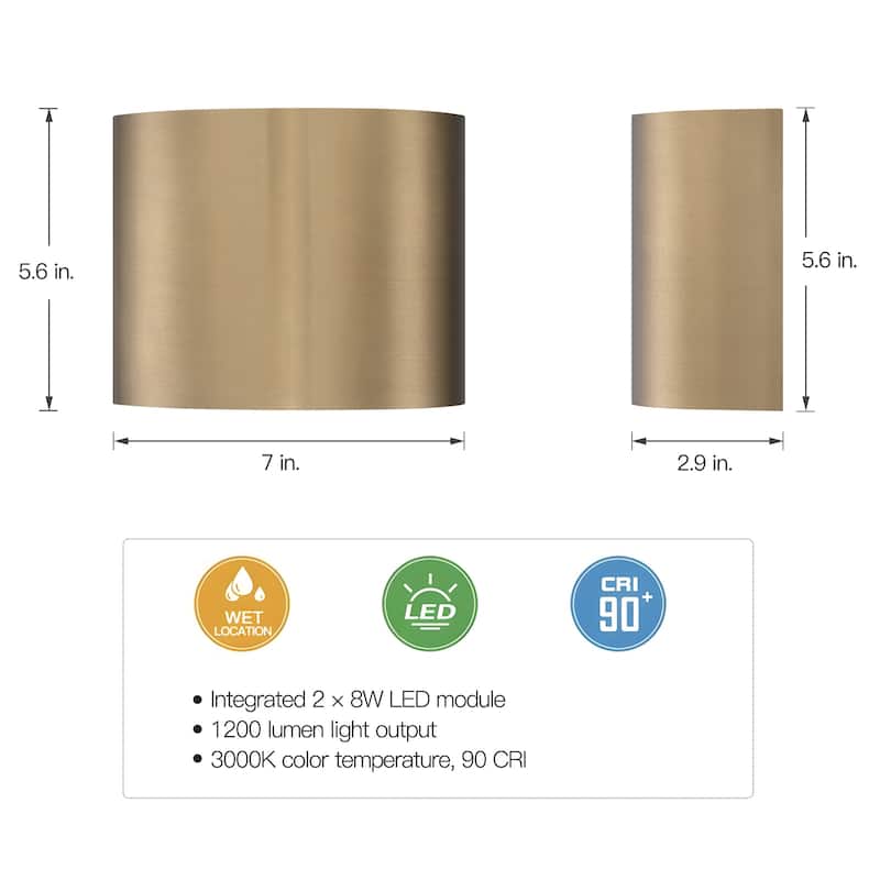 16Watt Damp Rated LED Wall Sconce Light