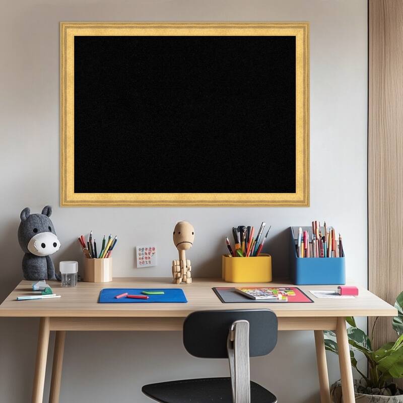Owen Gold Wood Framed Cork Board - Bulletin Board, Organization Board, Pin Board