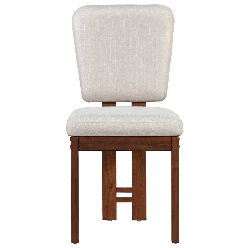 Roomfitters 6-Piece Extendable Wood Dining Table Set, 78" Kitchen Table with 18" Leaf, Bench and 4 Chairs, Espresso & Beige