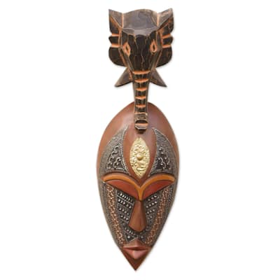 Novica Handmade Elephant Ancestor African Wood Mask
