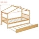 preview thumbnail 84 of 110, Creativity House Bed Twin/ Full Size Frame with Trundle for Boys Girls, Wood Platform Bed with Roof No Box Spring Needed