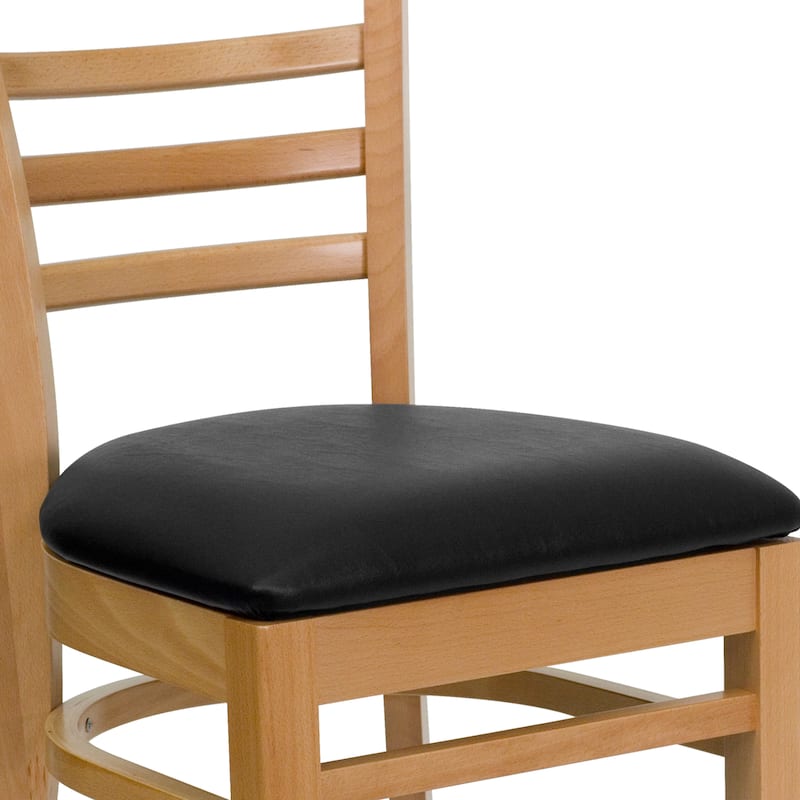 Ladder-back Wood Restaurant Chair - 17.5"W x 20"D x 33.75"H