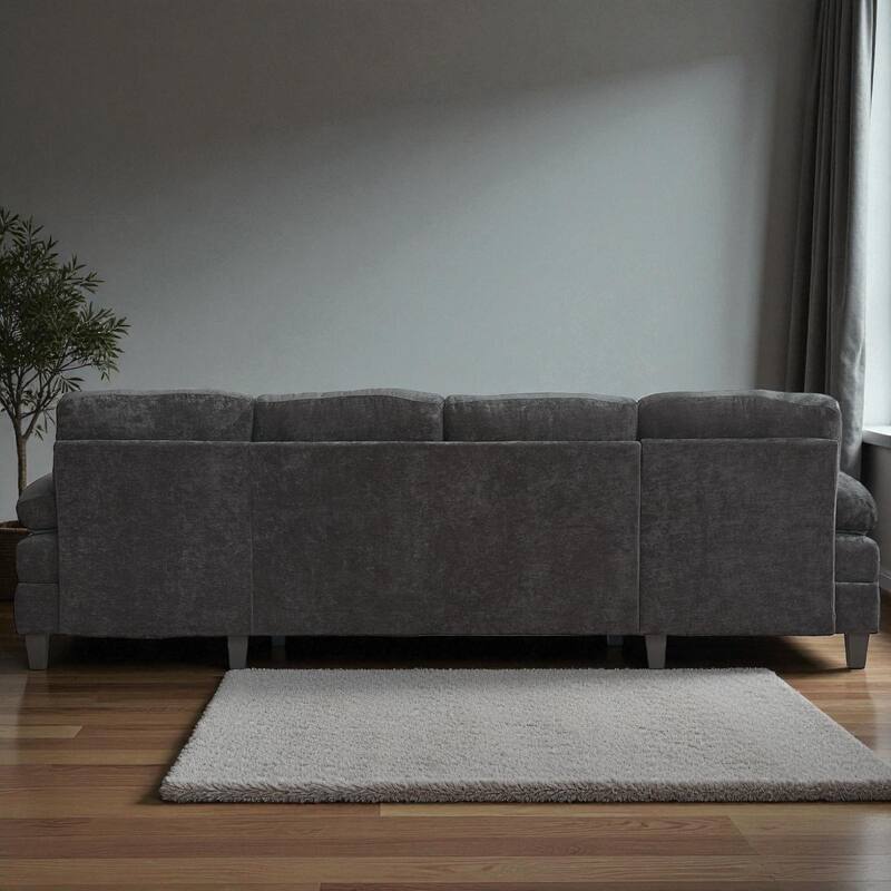 103.5" U-Shaped Sectional Sofa with Dual Chaise Lounges, Chenille Upholstery, Storage Pockets and Armrest Pillows