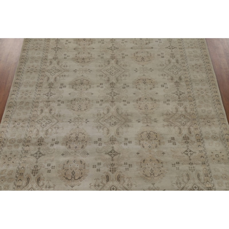 Oushak Area Rug Hand-Knotted Oriental Wool Carpet - 8'11"x 12'0"