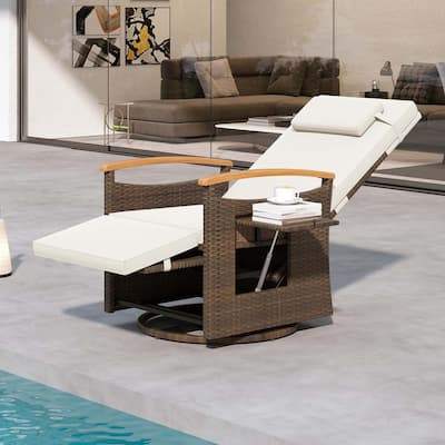 Reclining Patio Chairs Outdoor Swivel Recliner Chair w/ Armrests