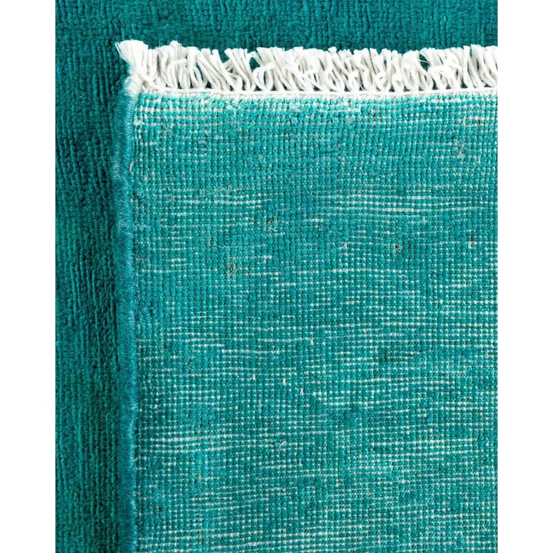 Overton Hand Knotted Wool Vintage Inspired Modern Contemporary Overdyed Green Area Rug - 5' 1" x 7' 9"