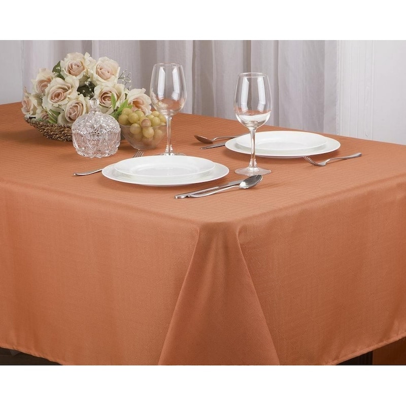 Holiday Matilda Jacquard Table Cloth - Elegant White Tablecloth for Any Occasion - Orange - 52X70