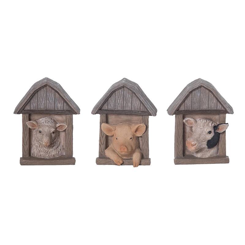 Transpac Resin Barn Window Decor Set of 3 Spring Home Decorations