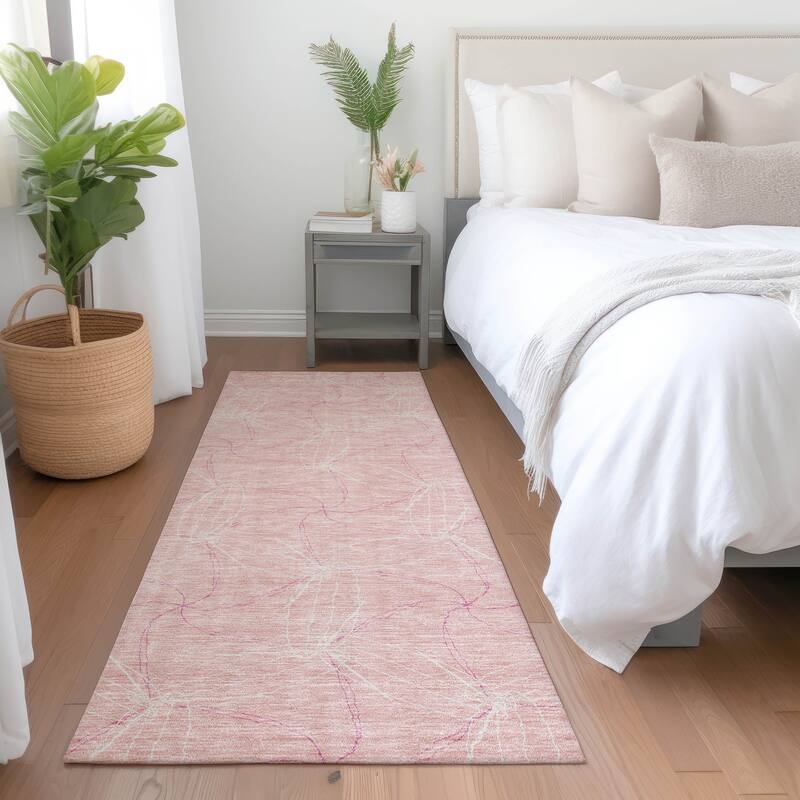 Machine Washable Indoor/ Outdoor Abstract Contemporary Chantille Rug