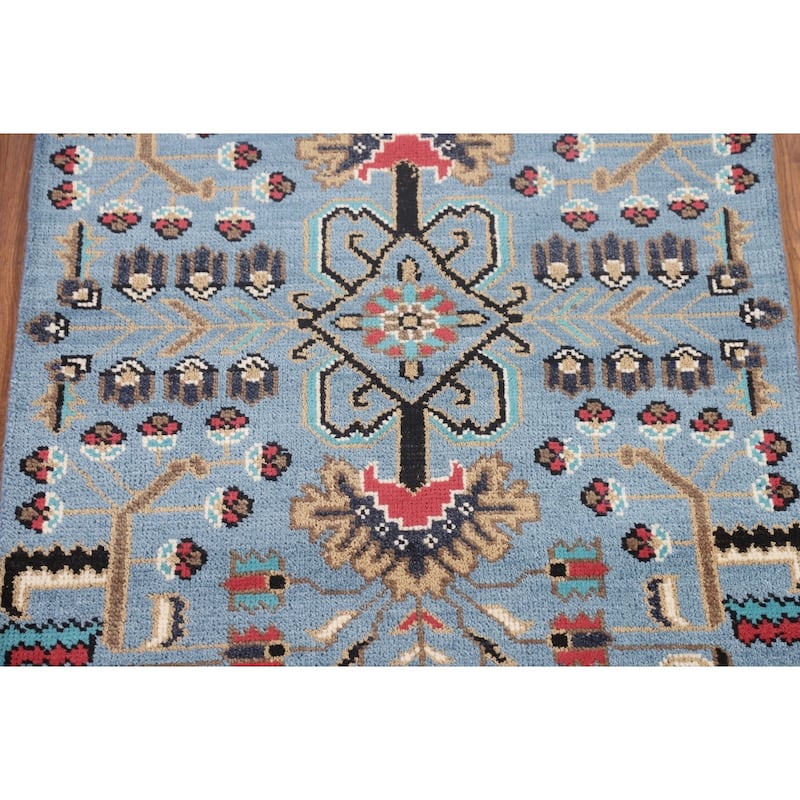 Light Blue Ziegler Foyer Rug Hand-Knotted Wool Carpet - 3'0"x 5'0"