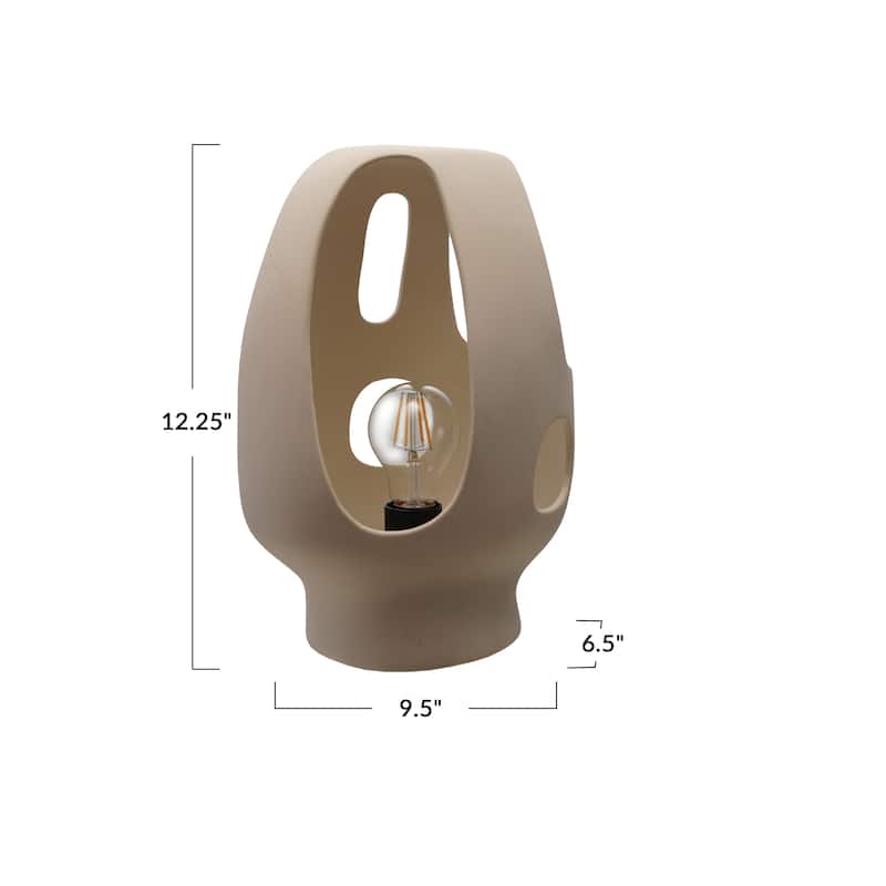 Ceramic Table Lamp with Cut-Outs, Volcano Finish, White - 9.5"L x 6.6"W x 12.3"H