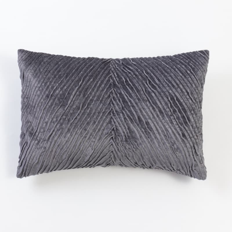 Beatriz Rayon Velvet Small Bolster Pillow - Steel Blue