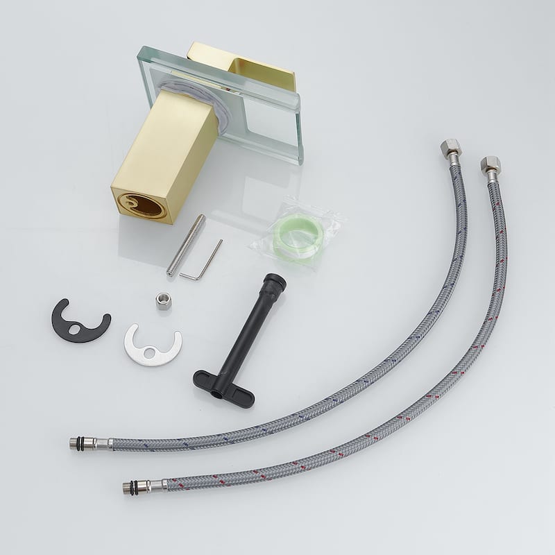 Modern Brushed Gold Bathroom Basin Faucet with LED Light