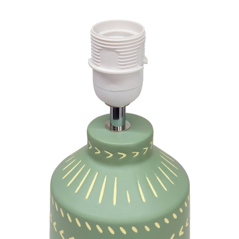 Patterned Ceramic Table Lamp with Fabric Drum Shade Modern Boho Style Multiple Colors - 8.27” x 8.27” x 17.00”